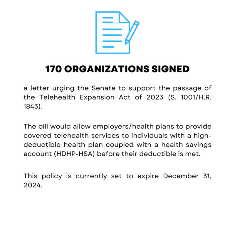 Alliance Leads 170 Organizations in a Letter Supporting the Telehealth Expansion Act Alliance